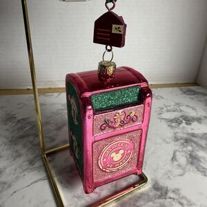 Disney Parks 2024 Mickey & Minnie Holiday Mailbox Glass Sketchbook Ornament NWT